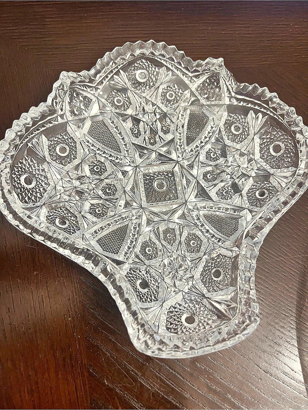 Clear Geometric Cut Glass Serveware Dish
